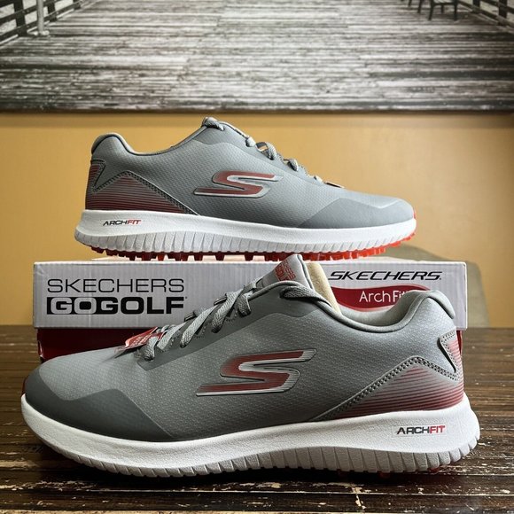 Skechers Men's Max 2 Arch Fit Waterproof. Grey/Red.(214028WW/GYRD). size 10 - Picture 1 of 6